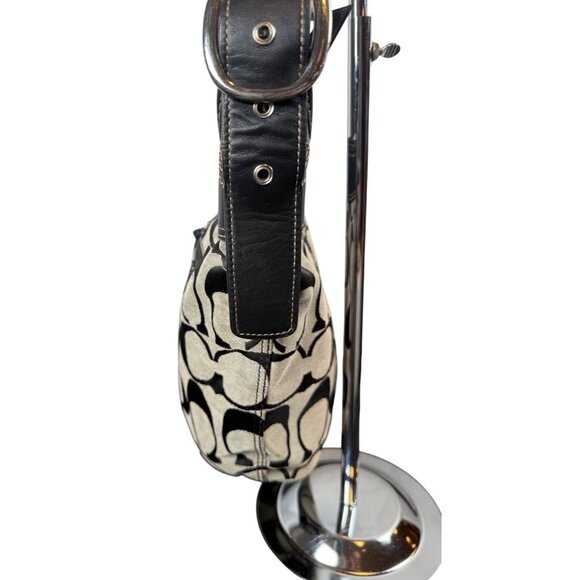 Coach Signature Sufflette C Canvas & Leather Hobo Shoulder Crossbody Bag - Picture 5 of 15